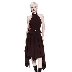 Jupe midi unie à taille basse avec boutons décoratifs et pochette, respirante et sexy, service ODM AnyShape, marque privée - Product Image 3