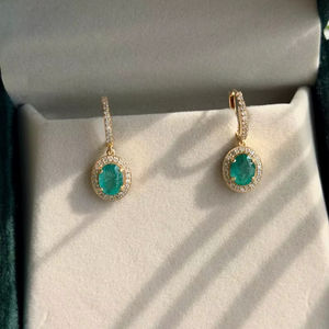 Pendientes de Esmeralda Real de 3.80 Quilates, Plata de Ley 925, Chapados en Oro, Estilo Étnico, Joyería de Boda, Elegante Regalo para Mujer - Product Image 1