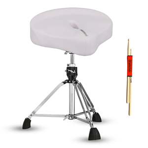 5 Core Drum Throne <b>Padded</b> 4" Pressure Relief Ergonomic Drummer <b>Stool</b> Swivel Adjustable 25.50" White - Product Image 1