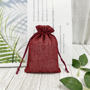 Handmade Rustic Jute Jewelry <b>Pouch</b> Small <b>Drawstring</b> Bag for Ring and Earring Packaging - Product Image 2