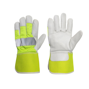 Guantes de Seguridad de Alta Visibilidad de Cuero, Color Verde, para Construcción, con Visibilidad Completa de la Mano - Product Image 1