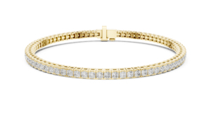 Women Jewelry Hip Hop Real Solid 14k <b>Rose</b> <b>Gold</b> Lab Grown Princess Cut Diamond Tennis Chain Bracelet - Product Image 2