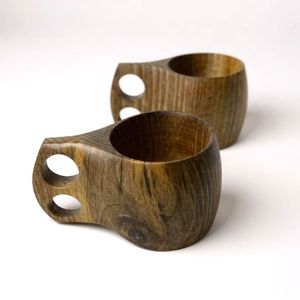 Hand Carved Wooden Beverage Cup Set Traditional Timber Drinkware Coffee <b>Tea</b> <b>Mug</b> Collection Rustic Kitchen Dining Accessories - Product Image 1