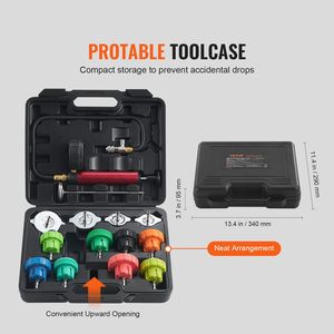 Kit Tester pressione radiatore universale da 14 pezzi per Tester pressione del liquido di raffreddamento per pompa con codice colore in acciaio strumenti diagnostici per tappo di prova - Product Image 6