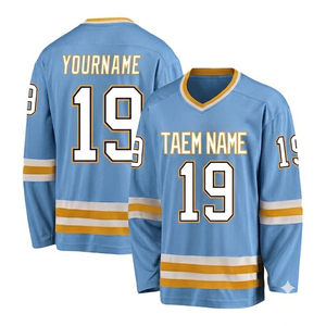 Ropa Deportiva, Jersey de Hockey sobre Hielo con Estampado Digital para Hombre, 100% Poliéster, Tejido de Malla de 220g, Mangas Largas, Cuello en V, Secado Rápido - Product Image 1