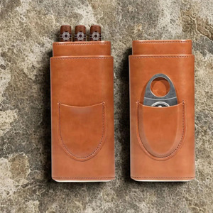 Étui à cigares en cuir de luxe avec coupe-cigares intégré, portefeuille de voyage en cuir avec coupe-cigares intégré, en vente en gros - Product Image 2