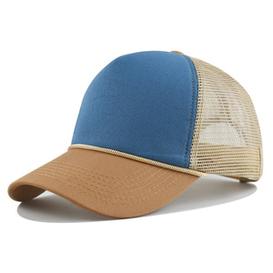 5 Panel Promotion Patchwork Mesh Truck <b>Hat</b> with String Foam Two Tone Colors Baseball Cap Streetwear Dad <b>Hat</b> for Outdoor - Product Image 2