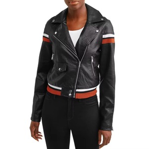 Veste en cuir sur mesure pour femme, en véritable peau de mouton, style motard, coupe ajustée, manteau en cuir véritable, vêtements de rue, mode - Product Image 1