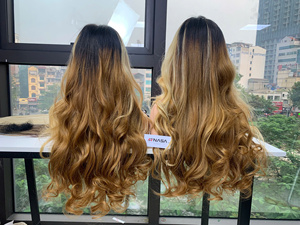 Chaud en gros brut vierge Super Double dessiné longue ondulée vietnamienne cheveux bruts fermeture à lacet perruque noir brun couleur - Product Image 4