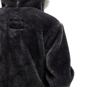 Garment Faux Fur Hood Oversized Jacket Solid Color Soft <b>Sherpa</b> <b>Hoodie</b> Polar Fleece Zip up <b>Hoodie</b> for Men - Product Image 5