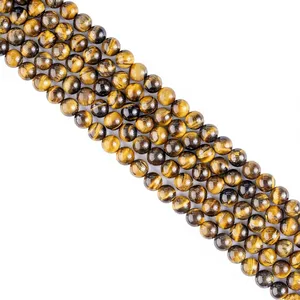Venta al por mayor con garantía comercial: Cuentas de piedra natural Ojo de Tigre de 8mm pulidas y grabadas con láser, hilo de cuentas ALIZA AGATE EXPORTS para manualidades DIY - Product Image 4