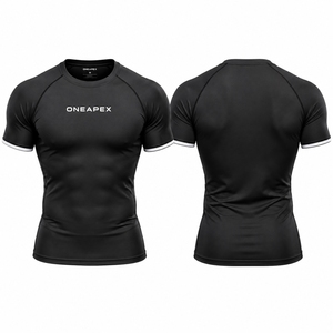 Camiseta de Compresión para Hombre, Negra, Manga Corta, Deportiva, para Gimnasio, Entrenamiento, Ropa Deportiva, Logotipo Personalizado, Fitness, Running, Ejercicio - Product Image 1