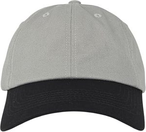 Casquette de baseball unisexe à 6 panneaux, couleur contrastée gris et noir, ajustable, en coton sergé, décontractée, pour adultes - Product Image 5