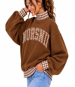 Sweat-shirt à col roulé en molleton épais pour femme, coupe oversize, style universitaire, streetwear, 100% coton, personnalisable - Product Image 3