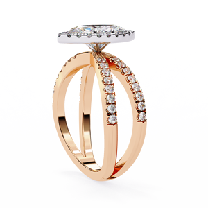 Anillo de Diamante de Corte Marquesa de 1 Quilate, Cultivado en Laboratorio, de Alta Calidad, con Tallo Dividido, Oro Sólido de 14k, Certificado IGI, Anillo de Compromiso y Boda - Product Image 2