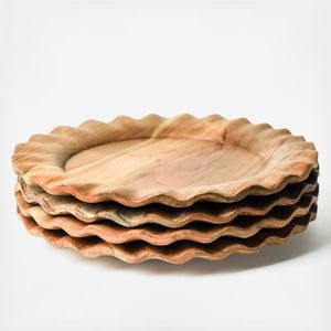 Assiette de service ronde en bois naturel pour la cuisine, la table à manger, le restaurant, le café et la présentation des aliments à la maison - Product Image 1