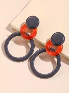 Boucles d'oreilles créatives en résine en gros – Créoles tendance en résine de haute qualité, design cercle classique, cadeau pour femme, accessoires de bijouterie - Product Image 5