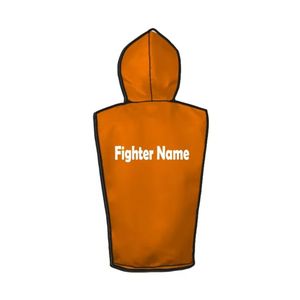 Robe d'entrée sans manches en satin à capuche pour ring de boxe, veste de combattant professionnelle, gilet de boxe orange - Product Image 3