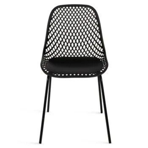 Chaises de salle à manger industrielles en métal noir, lot de 2, empilables, dossier grillagé, pour extérieur, villas, appartements - Product Image 3