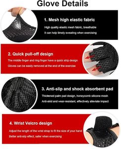 Gants d'entraînement avec bandes de maintien pour les poignets, demi-doigts, fermeture à lacets, légers, pour hommes et femmes, pour la musculation, le cyclisme, la gym, le fitness, le cross-training - Product Image 6