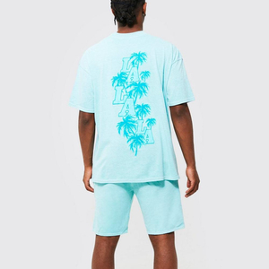 Ensemble de shorts d'été pour hommes de haute qualité, vêtements décontractés en coton respirant et ensemble de shorts imprimés 2 pièces pour hommes - Product Image 4