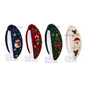 Diadema Navideña de Terciopelo con Cuentas Hecha a Mano para Mujeres y Niñas, Personalizada con Santa, Muñeco de Nieve, Árbol, Bastón de Caramelo, Accesorios para Fiestas - Product Image 1