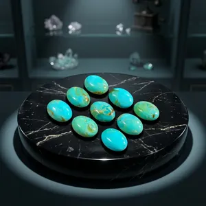 Pierres précieuses naturelles en turquoise verte, taille ovale 10x14mm, pierres brutes pour la fabrication de bijoux, cabochon - Product Image 3