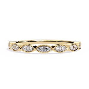 Bague d'éternité en or massif 18 carats avec diamants naturels pour femme, sertie clos minimaliste, diamants ronds et bande de mariage inspirée de la taille marquise, Inde - Product Image 1
