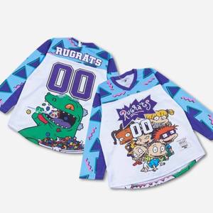 เสื้อเจอร์ซีย์เล่นฮ็อกกี้น้ำแข็งทำจากโพลีเอสเตอร์อุปกรณ์เล่นกีฬาพิมพ์ซับลิเมชันอุปกรณ์สิ่งทอลายทแยงทุกขนาด Ews00010 - Product Image 2