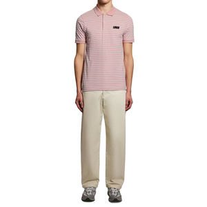 Polo de Punto Piqué Casual Transpirable Personalizado para Hombre, Corte Regular, Color Rosa Pomelo y Blanco, con Cuello Tartán, de Última Tendencia - Product Image 5