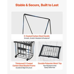 Carrello Portatile per Pickleball con Ruote, Raccoglitore di Palline da Tennis Facile da Usare, Contiene 75 Palline, Personalizzabile OEM, per Uso Interno - Product Image 5