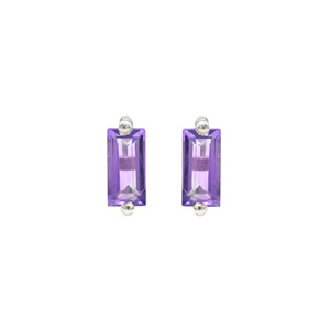 Boucles d'oreilles en améthyste de qualité supérieure, pierre de naissance de février, 1,71 carat total, taille baguette, serties de griffes en argent sterling 925 - Product Image 1