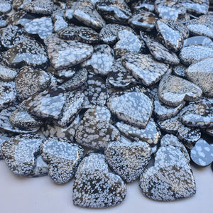 หินออบซิเดียนทรงหัวใจ,หินอัญมณีแบบหลวมๆเกล็ดหิมะหินภูเขาไฟหลังเบี้ยรูปหัวใจขายส่ง - Product Image 1