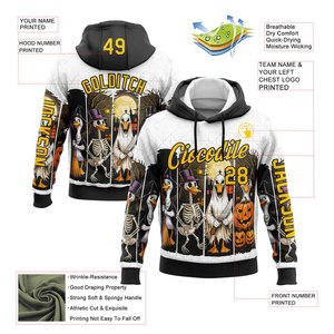 เสื้อฮู้ดพิมพ์ลายฮาโลวีนแบบกำหนดเองสำหรับผู้ชาย สีดำสีส้ม ดีไซน์ไม่ซ้ำใคร ชื่อและหมายเลขส่วนตัว สวมใส่สบายๆ ในฤดูใบไม้ร่วง ทรงพอดีตัว - Product Image 5