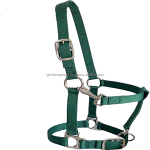 Licou de cheval en nylon double réglable confortable dans des couleurs et des tailles vibrantes avec du matériel en nickel d'acier inoxydable - Product Image 6