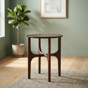 Modern Round <b>Wooden</b> <b>Side</b> <b>Table</b> Solid Wood Accent End <b>Table</b> Minimalist Living Room Bedroom Furniture Contemporary Decorative - Product Image 3