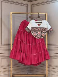 Women Ethnic Cotton Midi <b>Dress</b> Set Embroidered Black Top Cream <b>Tiered</b> Skirt Loose Fit Casual Wear Quick Dry All Season India - Product Image 3