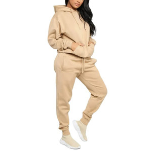 Customizable Breathable Polyester/Cotton Winter Female Drawstring Blank Distressed Acid Wash Sweat <b>Suits</b> Jogger Woman Tracksuits - Product Image 1