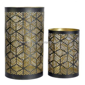 ชุดเชิงเทียนเหล็กทรงกลมสำหรับตกแต่งบ้าน2ชิ้นพร้อมที่จับภายในเคลือบด้วยผงสีดำและด้านนอก - Product Image 5