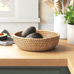 Cuenco decorativo de mimbre natural rústico hecho a mano, centro de mesa tejido con función de herramienta de giro - Product Image 2