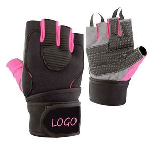 Half <b>Finger</b> Fitness Gloves Black Pink Adjustable Wrist <b>Strap</b> Breathable Non Slip Gym Weight Lifting Workout Hand Wear - Product Image 1