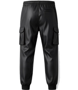 Pantalon décontracté léger pour homme en cuir véritable, coupe-vent, tendance, avec poches - Product Image 5