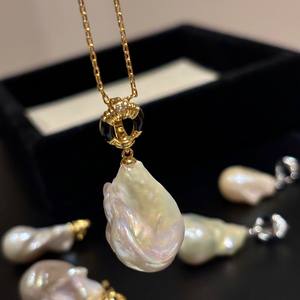 Colgante de Oro con Perla de Agua Dulce Auténtica, Estilo Retro Barroco, Elegante, Versátil, de Partículas Grandes con Luz Intensa, Diseño Moderno y Exótico - Product Image 2