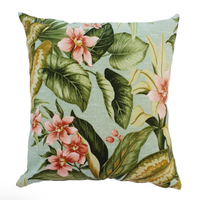 Funda de Cojín Estilo Hamptons con Estampado Vintage de Palmeras y Flores, Funda de Cojín Cuadrada para Decoración del Hogar, Patrón Azul y Crema