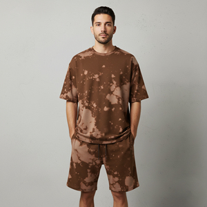 OEM/ODM 100% Cotton Custom Silk Screen Printed Logo Men's baggy Fit Drop Shoulder Breathable Eco-Friendly men's <b>2</b> <b>piece</b> <b>set</b> - Product Image 3