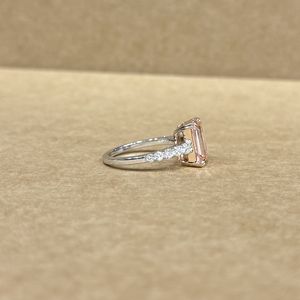Elegant 14K White Gold Pink Lab Grown Emerald Cut <b>Diamond</b> <b>Ring</b> 4.42 CT Center 0.56 CT Side Stones Premium Wedding <b>Ring</b> - Product Image 4