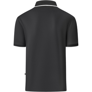 Polo de manga corta para hombre, negro, con cremallera de un cuarto, cuello con ribete, dobladillo con abertura, transpirable, para negocios, golf y uso casual - Product Image 6