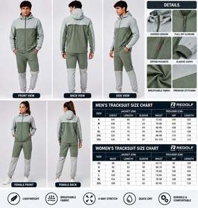 Conjunto Deportivo con Capucha para Hombre, Diseño Color Block, Ropa Casual de Otoño, Secado Rápido, 220g, Poliéster Tejido, Logotipo Frontal - Product Image 5