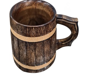 Eco-Friendly Polished Wooden Viking <b>Mug</b> with Hand Carved Engraving and Animal Design-Valentine's Day & Halloween Gift - Product Image 3