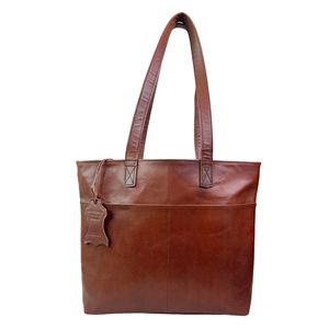 Sac fourre-tout en cuir véritable marron pour femmes, sac à bandoulière pour ordinateur portable de 15 pouces, grand sac à main avec plusieurs poches - Product Image 1